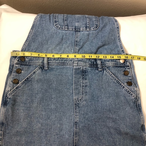 ASOS DESIGN Denim Midwash Blue Distress Fry Hem Dungaree Dress UK8 USA 4 - Picture 14 of 16